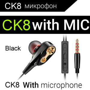 QKZ CK8 HiFi Wired Earphone Dual-Dynamic Quad-core Headset 3.5MM AUX In-Ear Stereo Music Sports Running Game Earbuds For Xiaomi Samsung iPhone Huawei