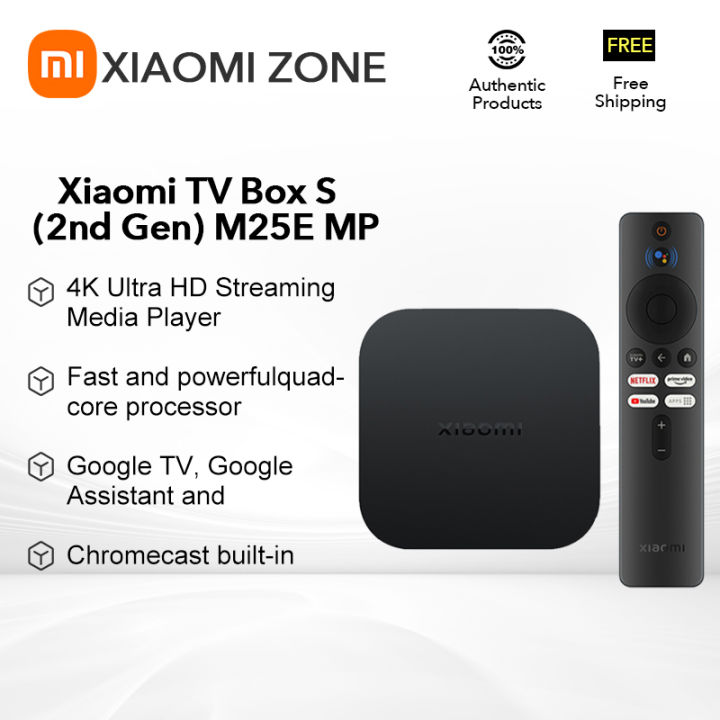 Global Version Xiaomi Mi TV Box S 2nd Gen 4K Ultra HD Android TV 2GB 8GB  WiFi Google TV Netflix Smart TV Mi Box 4 Media Player