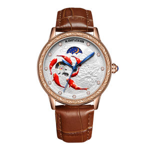 Đồng Hồ Nam Automatic CRNAIRA C2036K lộ máy mặt chạm nổi cá vàng sở hữu thiết kế sang trọng Chống nước 3ATM dây da
