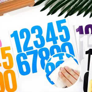7.6cm Medium Size 0-9 Number Flow Vinyl Sticker Waterproof Mailbox Label BOBO Balloon Decoration Gold Color Nombor 字母贴纸