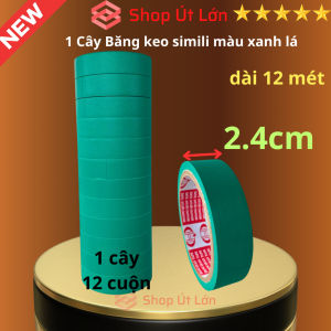 Băng keo simili màu xanh lá rộng 2.4cm dài 12 mét lõi giấy 3mm 1 cây 12 cuộn giá tại xưởng