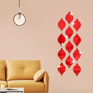 STATIONERY 12Pcs/set Hình giọt nước Miếng dán tường gương Tự dính Acrylic Ống kính 3D Trang trí nhà cửa Không thấm nước Miếng dán lối vào Phông Nền TV
