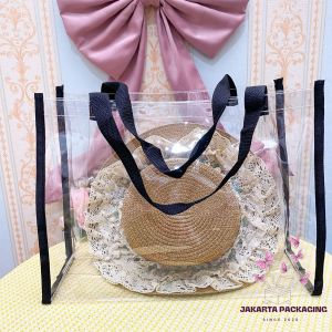 Tas Mika Bening Tali Hitam Jumbo UK 40X30X15 CM – Goodiebag Hampers Kado Acara Formal & Santai