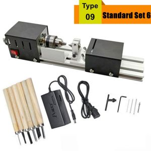 Upgraded 110V-240V Mini Wood Lathe Machine Speed Adjustable Rotary Tool Set Buddha Pearl Lathe Grinding Polishing Woodwork Tool