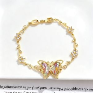 CHLOCH Nhiều màu sắc Vòng tay hoa zircon Vine Link Thẩm mỹ mơ mộng Vòng tay bướm pha lê Thời trang Trang sức cổ tay Vòng tay đính đá hoa Phụ nữ