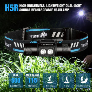 TrustFire H5R LED Headlight Flashlight 600lm headlamps Rechargeable 150° Irradiation Range IP68 Waterproof for camping/night flshing/hiking