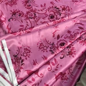 Vải Taffeta Mềm Hồng Họa Tiết Khổ 1m15 - Chất Dày Co Giãn 2 Chiều Láng Bóng - May Áo Dài Cách Tân Đồ Thiết Kế