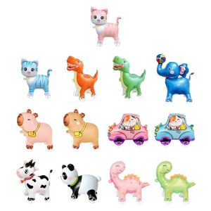 COMEMECO Drawing Foil 4D Dinosaur Balloons Animal Balloon With Wheels Animals Walking Balloon Young Ones Movable Design Cartoon Standing Balloons Kids Birthday Party