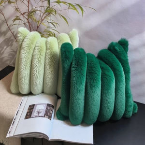 45x45cm/50x50cm/56x56cm/61x61cm Imitate Rabbit Fur Cushion Cover Plush Pillow Cover Soft Fluffy 3D Wide Striped Cushion Cover Decorative Pillows Luxury Home Decor for Sofa