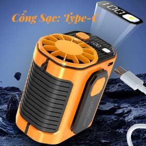 Quạt Đeo Hông Pin 10000mAh | 100 Cấp Độ Gió | Quạt Mini Tích Điện Đeo Thắt Lưng Type-C