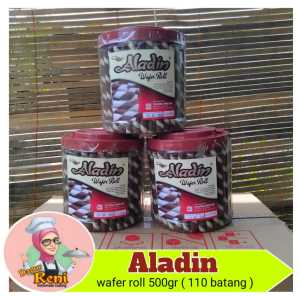 Wafer roll Aladin rasa coklat kemasan toples 500gr (isi 110 pcs )