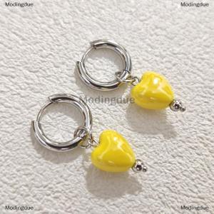 [COD] Modingdue Stylish Elegant Colorful Geometric Heart Circle Pendant Earrings Fashion Minimalist Earring Hoop Women Jewelry Accessory