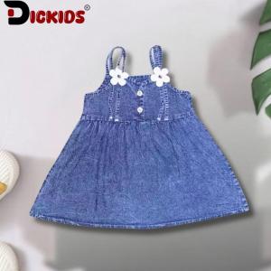 Setelan Dress Denim Anak Perempuan Snow Blue dengan Pita - Usia 1-7 Tahun
