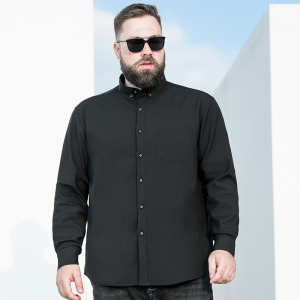 Plus Size XL-10XL Gold Button Mens Classic Black and White Loose Business Shirt