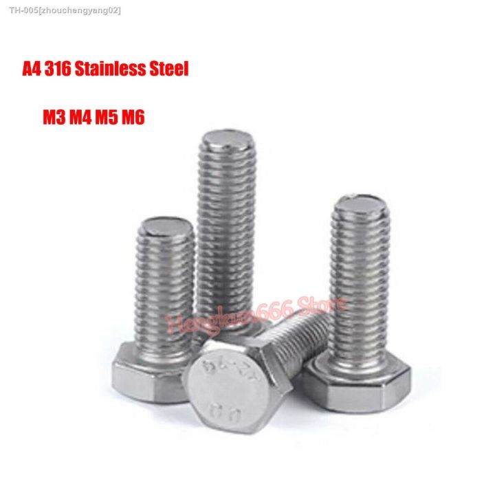 M5 X 18mm Hexagon Set Screws Full Threaded Stainless Steel A4 316 Marine Grade Din 933
