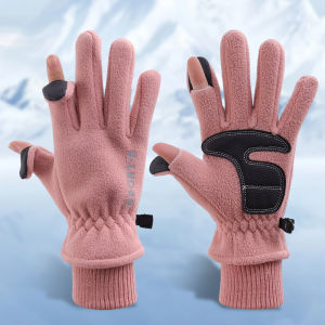 ถุงมือถุงมือผ้าใยสังเคราะห์ฤดูหนาวสำหรับผู้ชายผู้หญิงอบอุ่นกลางแจ้งขี่จักรยานถุงมือต้านทานความเย็นขับรถถุงมือกันลื่นกันลม