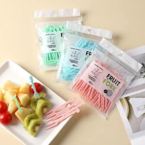 50pcs/set Disposable Fruit Forks Plastic Dessert Forks Afternoon Tea Fruit Cake Tableware Fruit Forks Party accessory