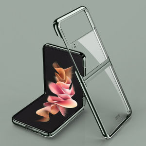 FLOVEME Ốp trong suốt mạ điện cho Samsung Galaxy Z flip5 5g Ốp FLIP4 Flip3 khung mạ HD trong suốt Ốp vỏ lưng bảo vệ đầy đủ cho Samsung Z lật 5g (không có điện thoại chỉ Ốp)