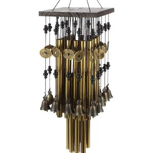 BABEDUO Outdoor Indoor Metal Tube Wind Chime with Copper Bell Large Windchimes For Yard Patio Garden Terrace Decoration 80cm