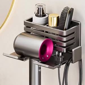 AE Hair dryer holder for home bathroom no-drill hair dryer rack bathroom storage rack wall-mounted storage shelf