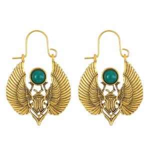 Vintage Egyptian Inspired Sacred Scarab Earrings for Gypsy Tribal Women Fashionable Egyptian Inspired Large Earring Drop