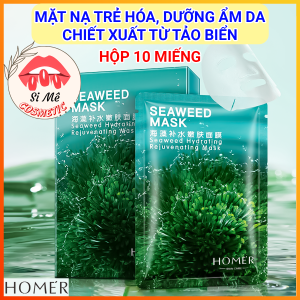 Hộp Gồm 10 Miếng Mặt Nạ Tảo Biển HOMER Trẻ Hóa Dưỡng Ẩm Da – Tăng Cường Độ Đàn Hồi Nâng Cơ Săn Chắc Se Khít Lỗ Chân Lông Dưỡng Sáng Da