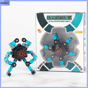 LKJYBG Transformable Fingertip Chain Robot Toy Luminous DIY Deformed Mechanical Fingertip Spinners Decompression Toy For Kids Gifts