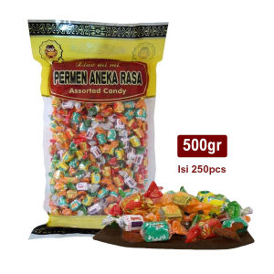 XIAOmimi Permen Aneka Rasa Buah 500gr Isi 250pcs Assorted Candy Strawberry Apel Leci Pisang Nanas