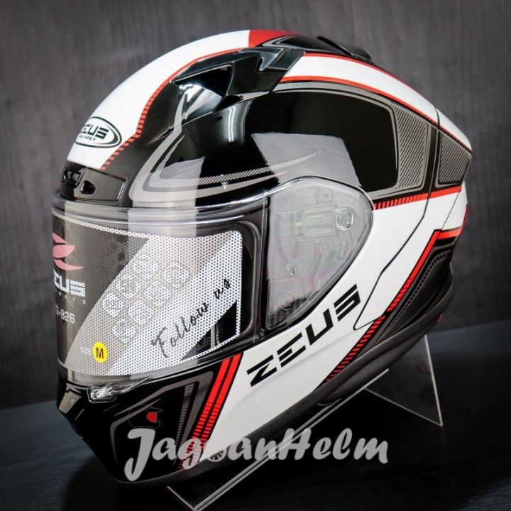 ZEUS HELM ZS826 BLACK BK13 RED ZS 826 ZEUS 826 FLAT VISOR