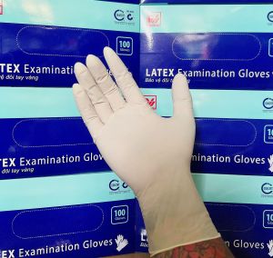 Hộp 100 Chiếc Găng Tay Cao Su Y Tế Latex Có Bột Duy Hàng  Sản Xuất Tại Việt Nam Găng Cổ Ngắn Độ Dài 24 cm Loại Tốt Dẻo Dai - Co Dãn Tốt - Ôm Tay
