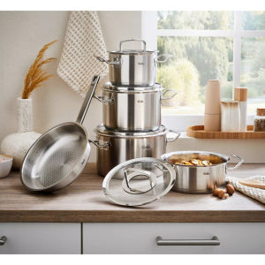 Bộ xoong nồi Fissler Profi 5 món vung kính kèm chảo tổ ong Made in Germany sử dụng cho bếp từ SNT KITCHEN
