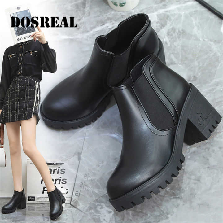 DOSREAL Fashion Boots for Women Korean Soft Leather Zip Short Boots For  Ladies Ankle Boots Thick Bottom Lazada PH - Main Image