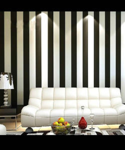 Wallpaper Dinding Sticker Motif Garis Hitam Putih 45cm x 10m