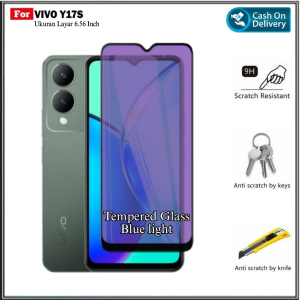 Full Cover Tempered Glass Anti  Blue Light For VIVO Y100 4G Y100 5G Y27S NFC Y17s V15 PRO Anti Radiasi UV Blue Ray