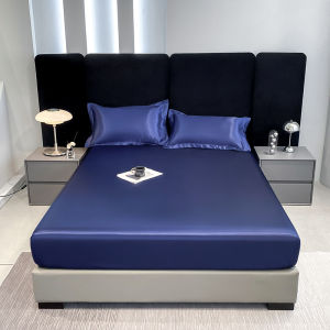 Satin Silk Fitted Bed Full Garterized Single/Double/Full/Queen/King Anti-Slip Mattress Protector Bed Cover Bedsheet Soft Cool Touch Satin Bed Sheet Pillowcase Machine Washable