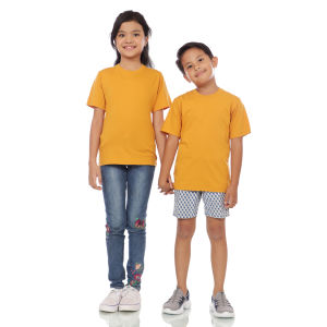 Kaos Polos Anak Oneck Lengan Pendek Bahan Katun Combed 30s Warna Mustard