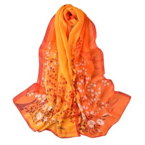 NEXTYOO Floral Print Chiffon Scarf Long Thin Shawl Silk Soft Wrap Hijab Womens Fashion