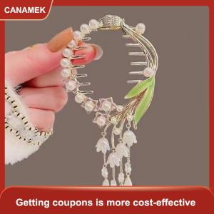 【CANAMEK】 Kẹp tóc nơ bện kẹp tóc bướm ngọc trai kẹp tóc đuôi ngựa khóa kẹp tóc phụ kiện Hàn Quốc