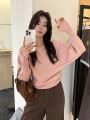 Korean Long Sleeves Off Shoulder Knitted Sweater For Women Loose Lantern Tops. 