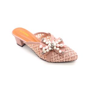 Sendal Pesta wanita / Sendal wisuda kekinian / Sendal Wanita Brukat Hak 5cm Clovers