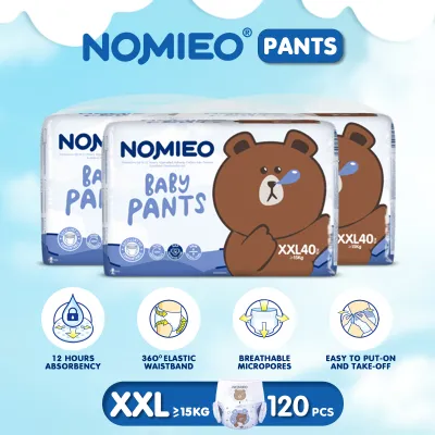 [CARTON SALE]NOMIEO Diapers Tape diapers S M L XL XXL XXXL bundle of 3 Baby disposable diapers pants