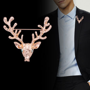 1Pc New Mens Personalized Classic Reindeer Shaped Brooch Exquisite Christmas Coat Accessory Brooches Jewelry Gift