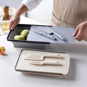 Folding Drain Basket Cutting Board Two-piece Set Kitchen Multifunctional Vegetable Washing Basket Portable Outdoor Picnic Filter Basket