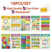 12/16PCS Chart For Kid Educational Set Wall Colors Numbers Alphabet Chart Educational Toys For Baby