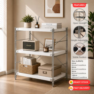 DECCO 60cm/80cm/90cm/100cm 3 Tier Adjustable Multi Purpose Shelf Rack With Open Storage Shelf And Space Saving For Living Room Kitchen Household Multilayer Rack Rak Simpanan Bertingkat - Fulfilled by DECCO SHOP