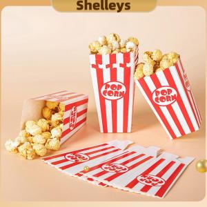 [Shelleys] 12Pcs Sọc Bỏng Ngô Hộp Giấy Xô Màu Đỏ Trắng Sọc Túi Snack Container Cho Bé Tắm Sinh Nhật Nguồn Cung Cấp Bên