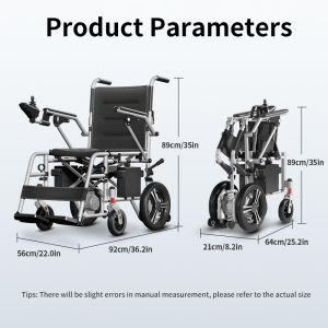 Ziivievs Foldable Lightweight Electric Wheelchair with Controller 300W Brushless Motor Powered Wheelchair 13.2Ah Lithium Battery 45CM Seat Width