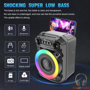 Compact Wireless Bluetooth Speaker with RGB Lights and Microphone for Karaoke and Outdoor Activities