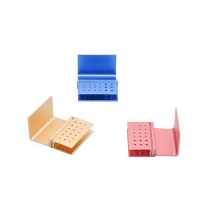 1Pc 18-Hole Dental Bur Holder Autoclave Aluminum Block FG/RA Burs Organizer Pink/Gold/Blue High/Low Speed