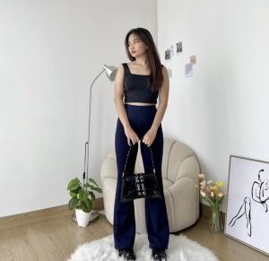 Celana Fit And Flare Pants Cutbray Scuba Pinggang Highwaist Bahan Stretch Melar Elastis Kulot Cutbray Scuba - Celana Cutbray Scuba